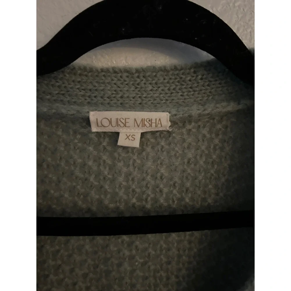 LOUISE MISHA Sage Green Sirika Mohair and Merino Wool Cardigan XS Oversized - Picture 3 of 12